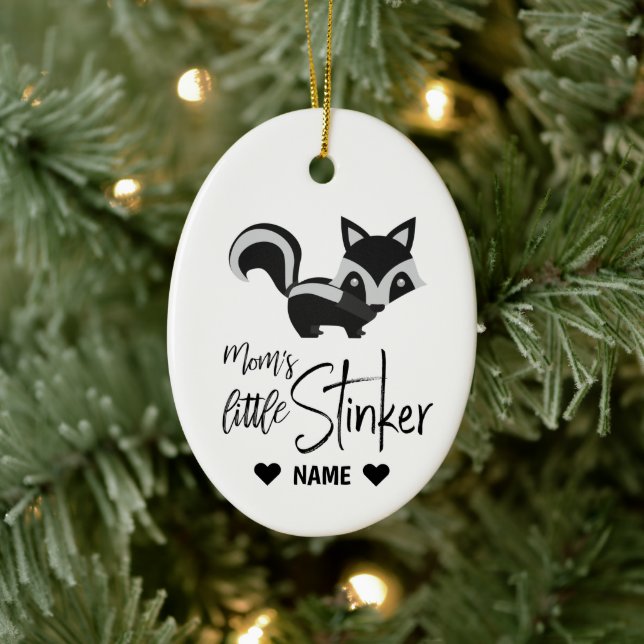 Mom's Little Stinker Ceramic Ornament (Tree)