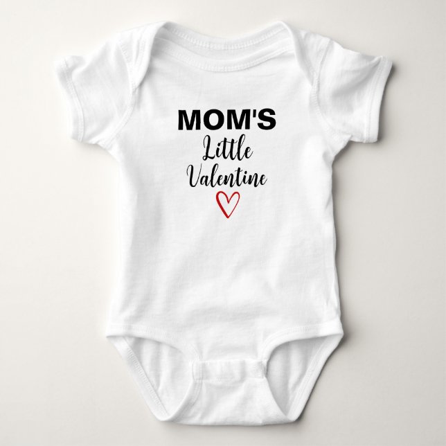 Mom's Little Valentine Baby's First Valentine's  Baby Bodysuit (Front)