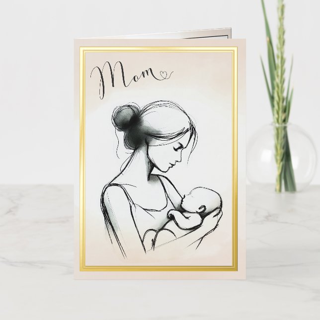 Mom's Love Sketch with Child - Mother's Day Card (Front)