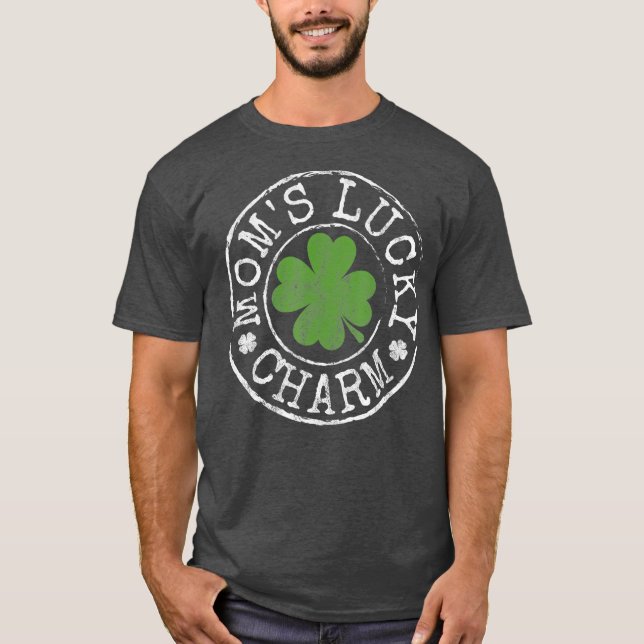 Moms Lucky Charm Irish Clovers Kids Boy Girl St T-Shirt (Front)