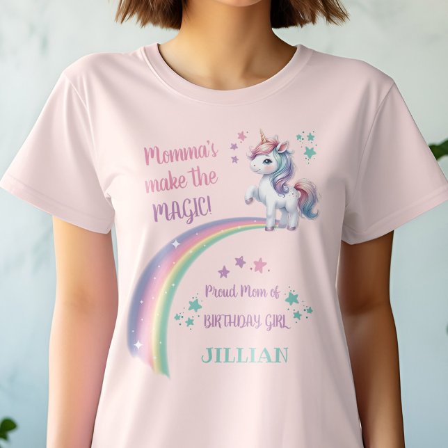 Mom's Magical Unicorn Birthday Party  T-Shirt (Matching Mom's Make the Magic Unicorn Birthday Shirt)