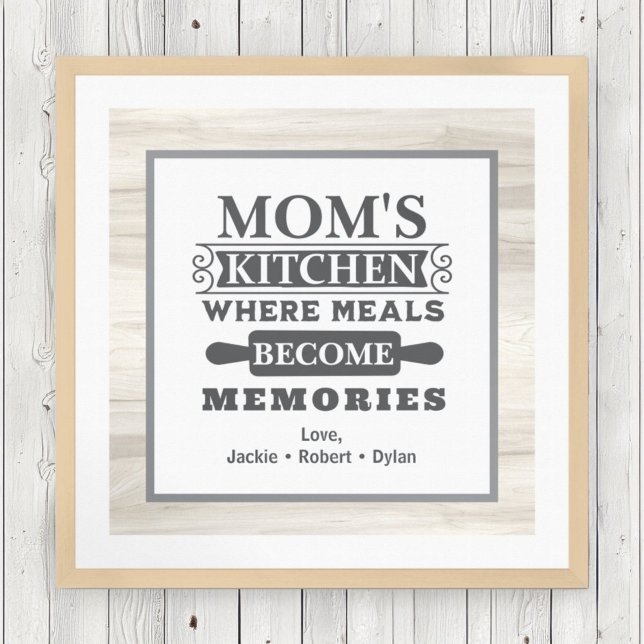 Mom's Meals Become Memories Rustic Kitchen Poster (Creator Uploaded)