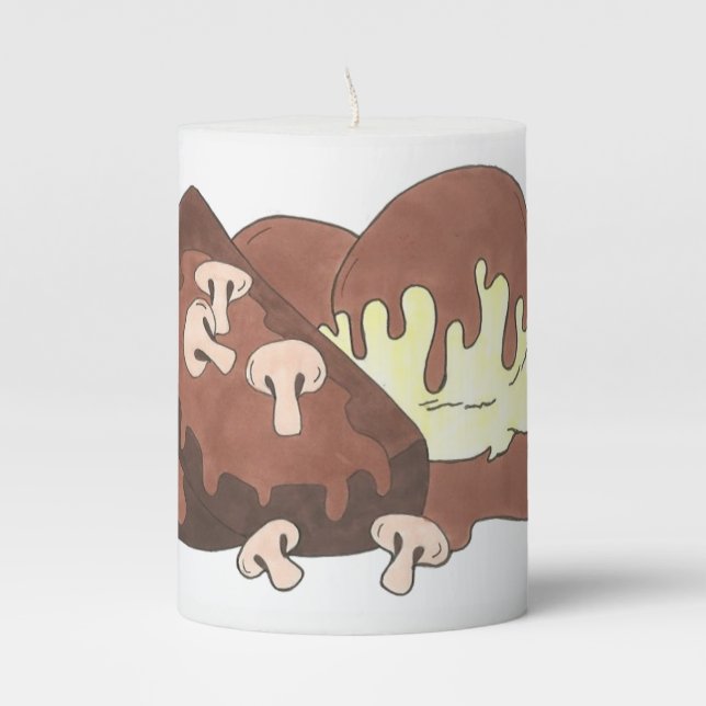 Mom's Meatloaf Mashed Potatoes Gravy Food Foodie Pillar Candle (Front)