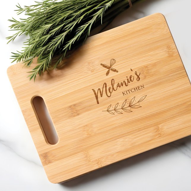 Mom's Personalized Name Kitchen Baking & Cooking Engraved Cutting Board (Mom's Personalized Name Kitchen Baking & Cooking Cutting Board)