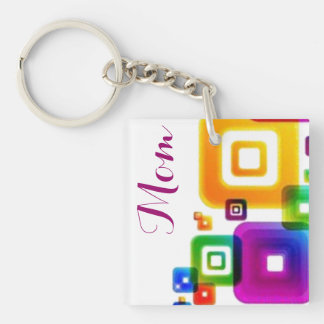 Mom's Photo Abstract Design Keychain