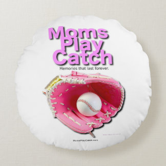 Moms Play Catch  Round Pillow