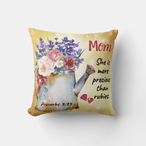 Moms Proverbs 315 Rubies Throw Pillow