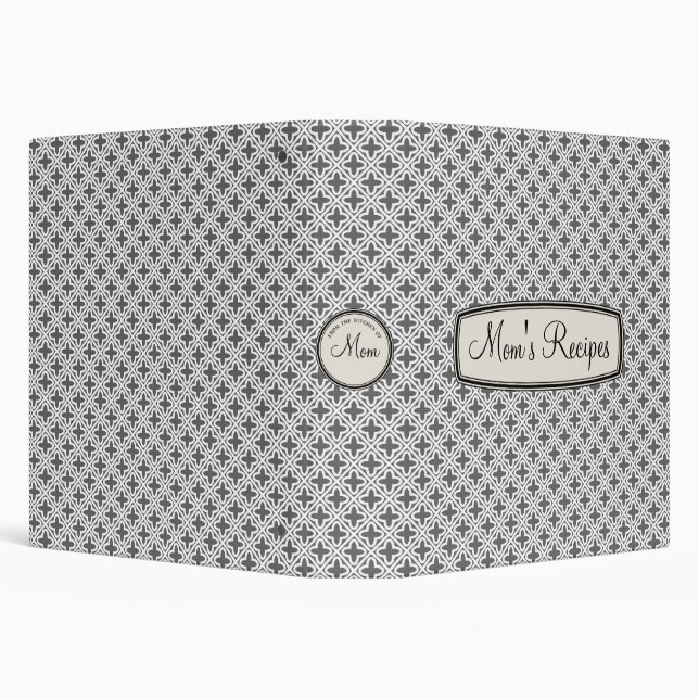 Mom's Recipe Book for Generations, Grey Lattice 3 Ring Binder (Background)