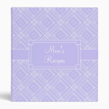 Mom's Recipe Book Lavender & White Diamond Pattern