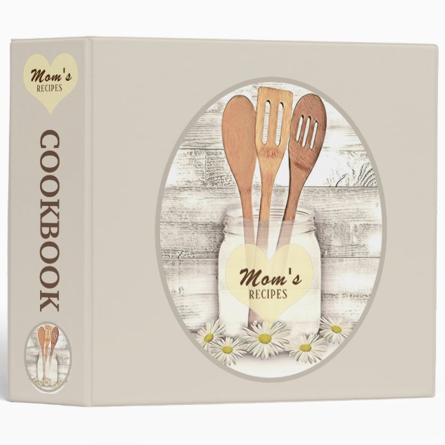 Moms Recipes Mason Jar Cookbook 3 Ring Binder (Front/Spine)