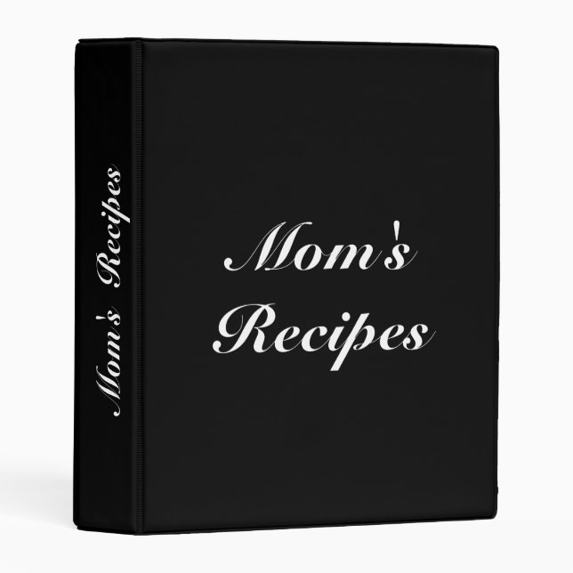 Mom's Recipes, Mother's day Birthday gift recipe 3 Mini Binder (Front/Spine)