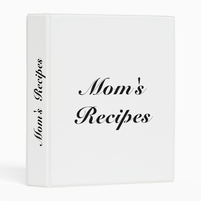 Mom's Recipes, Mother's day Birthday gift recipe 3 Mini Binder (Front/Spine)