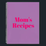 Mom's Recipes, Mother's day or Birthday gift Noteb Notebook<br><div class="desc">Mom's Recipes,  Mother's day or Birthday gift Notebook
Customize name,  monogram,  text,  or leave it as is
Hot pink fuchsia letters,  lavender lilac background,  spiral bound
great gift for mom!</div>