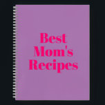Mom's Recipes, Mother's day or Birthday gift Notebook<br><div class="desc">Best Mom's Recipes,  Mother's day or Birthday gift Notebook
you can customize the text
Hot pink fuchsia letters,  lavender lilac background,  spiral bound
great gift for mom!</div>