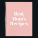Mom's Recipes, Mother's day or Birthday gift Notebook<br><div class="desc">Mom's Recipes,  Mother's day or Birthday gift Notebook
Customize name,  monogram,  text,  or leave it as is
White letters,  pastel pink background,  spiral bound
great gift for mom!</div>