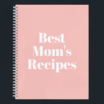 Mom's Recipes, Mother's day or Birthday gift Notebook<br><div class="desc">Mom's Recipes,  Mother's day or Birthday gift Notebook
Customize name,  monogram,  text,  or leave it as is
White letters,  pastel pink background,  spiral bound
great gift for mom!</div>