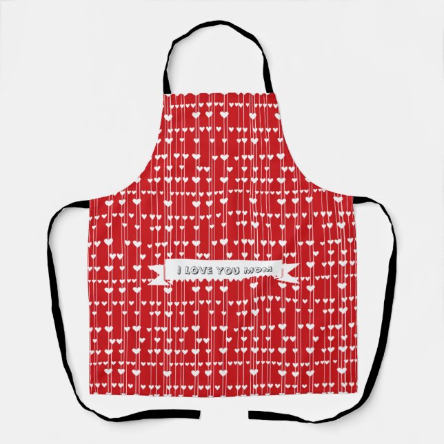 Moms Red white Love Valentine Apron (Front)