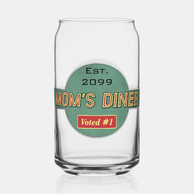 Mom's Retro Diner Drinkware Can Glass (Front)