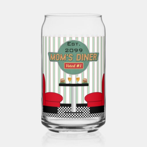 Moms Retro Diner Drinkware Can Glass