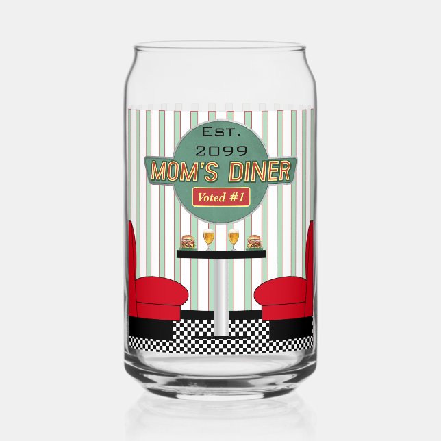 Mom's Retro Diner Drinkware Can Glass (Back)