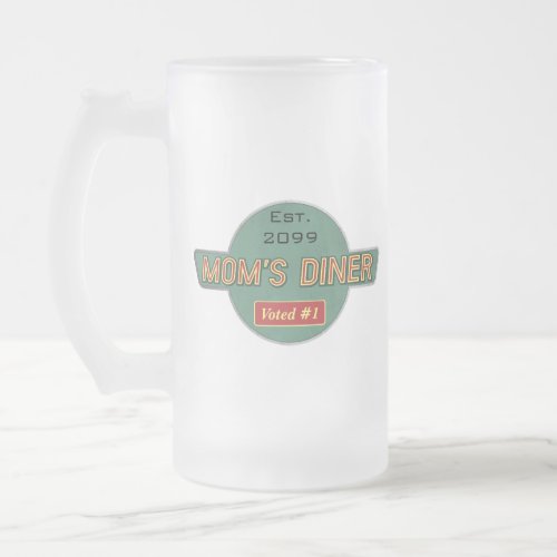 Moms Retro Diner Drinkware Frosted Glass Beer Mug