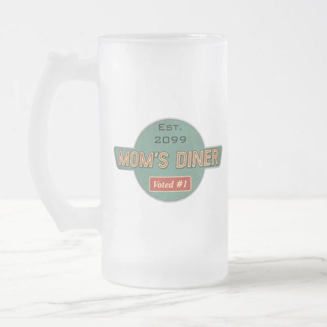 Mom's Retro Diner Drinkware Frosted Glass Beer Mug (Left)