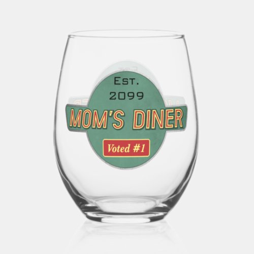 Moms Retro Diner Drinkware Stemless Wine Glass
