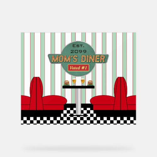 Moms Retro Diner with Burgers  Beer Acrylic Sign