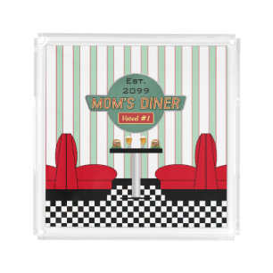 Mom's Retro Diner with Burgers & Beer Acrylic Tray
