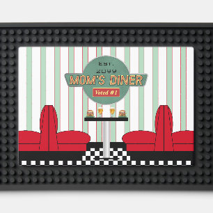 Mom's Retro Diner with Burgers Counter Drink Bar Mat