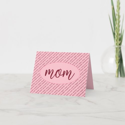 Moms Roles Pink and Red Happy Mothers Day Card