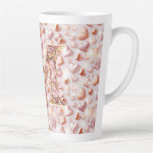 Moms Rose Gold Hearts Ceramic Large Latte Mug