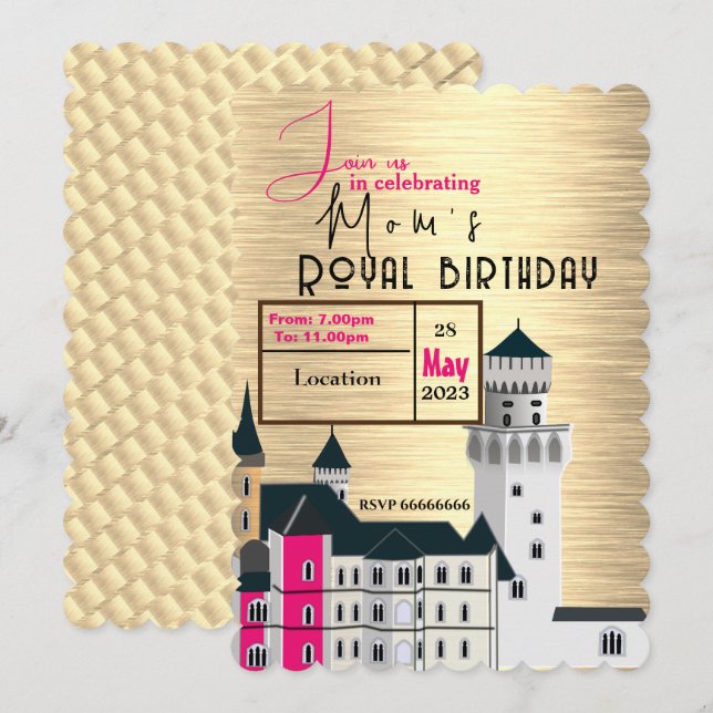 Mom's royal birthday Invitation (Front/Back)