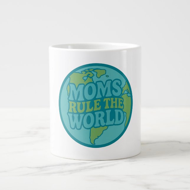 Moms Rule the World Groovy Globe Giant Coffee Mug (Front)