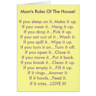 Mom's Rules Of The House Cards