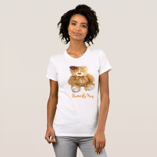 Moms t_shirt with Teddy Bear and Butterfly HUG