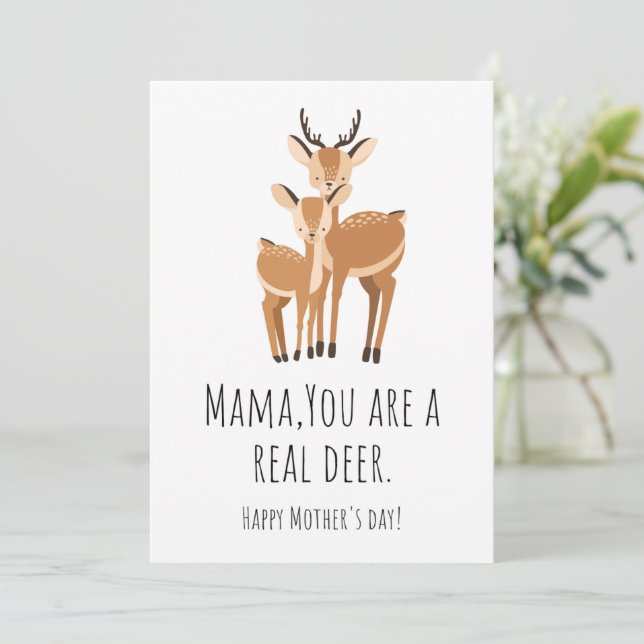 Mom's the Doe-nest: Punny Deer Mother's Day Card (Standing Front)