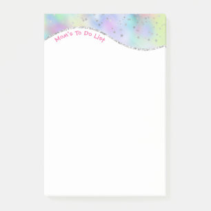 Mom's To Do List, Iridescent Wave & Silver Stars Post-it Notes