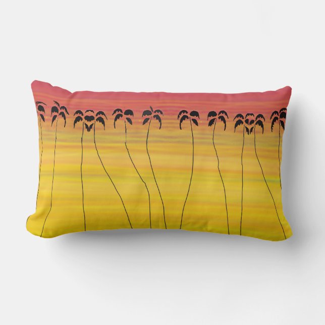 Mom's Tropical Summer Sunset Throw Pillow (Front)