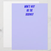 Moms Way or the Highway Saying (Front/Back)