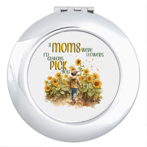 moms were flowers compact mirror