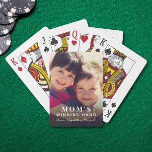 Mom's Winning Hand Photo Playing Poker Cards