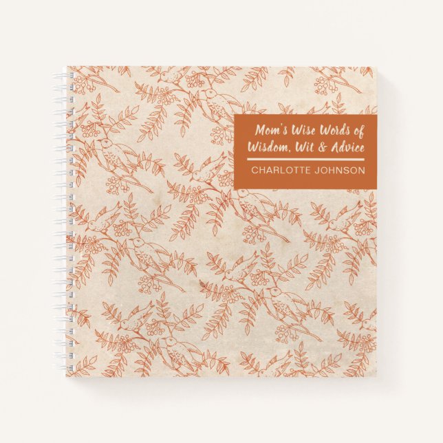 Mom's Wise Words of Wisdom Wit Advice Keepsake Notebook (Front)
