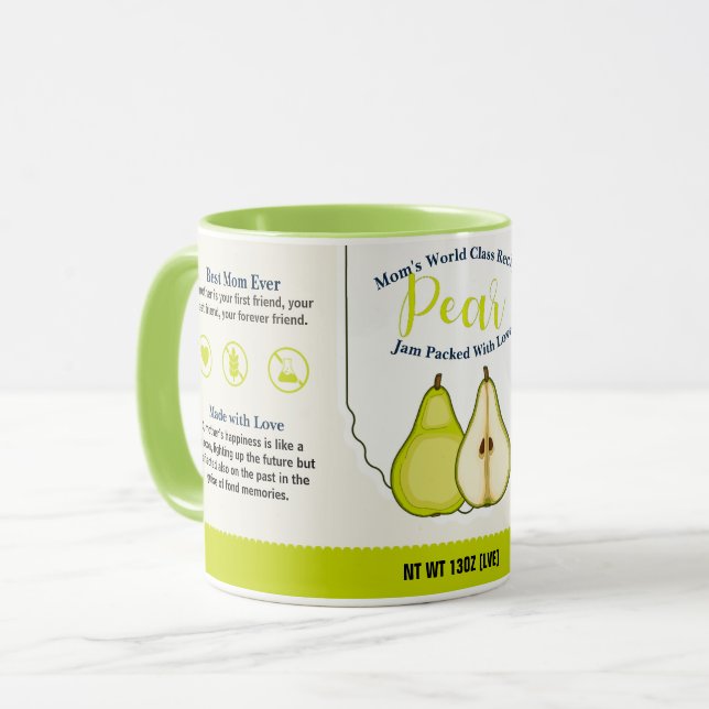 Mom's World Class Pear Love Jam Mug (Front Left)