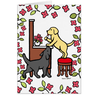 Mom's Yellow Lab and Black Lab Puppy Duo