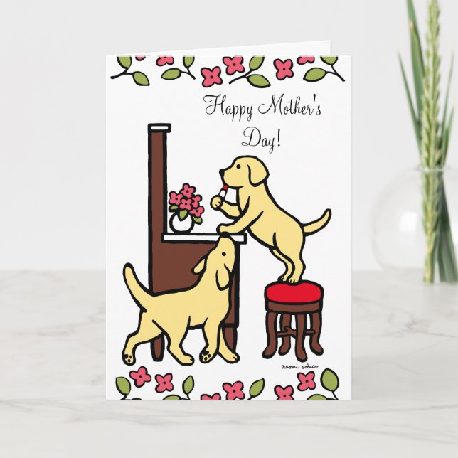 Mom's Yellow Lab Puppy Duo Card (Front)