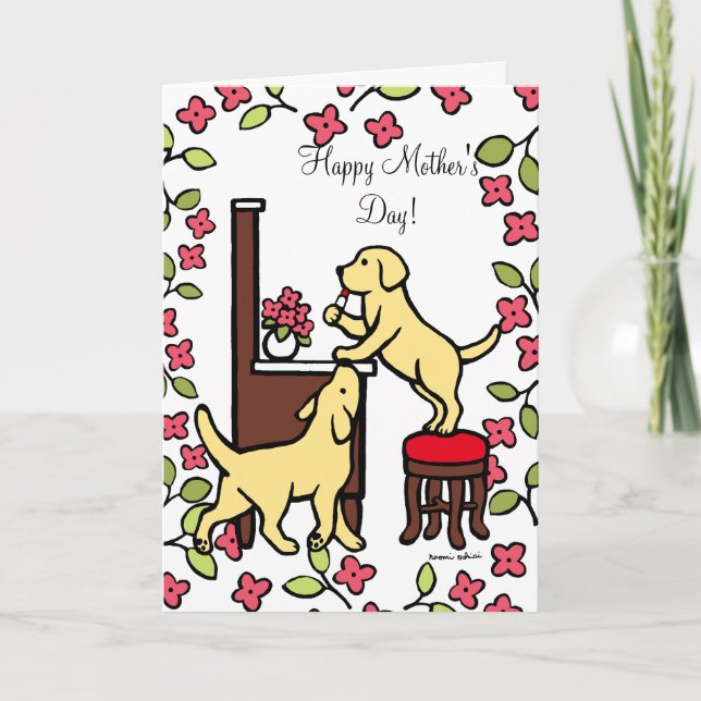 Mom's Yellow Lab Puppy Duo Card (Front)