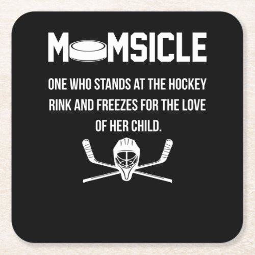 Momsicle Hockey MOM Square Paper Coaster