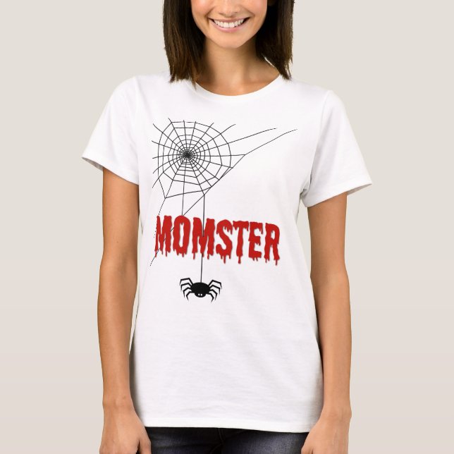 Momster Dripping Blood Font and Spider T-Shirt (Front)