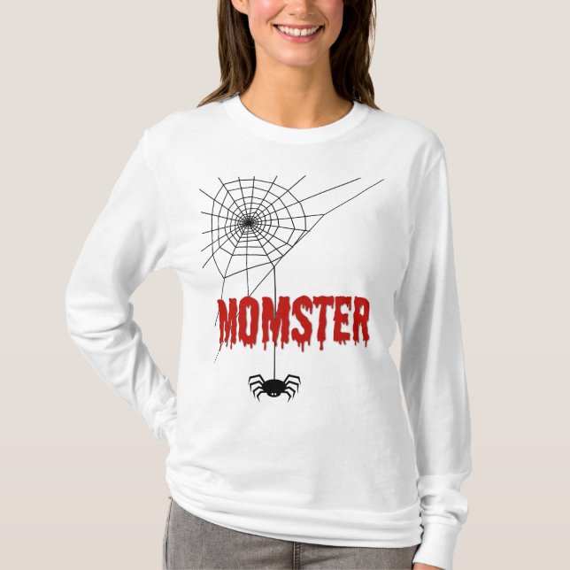 Momster Dripping Blood Font and Spider T-Shirt (Front)